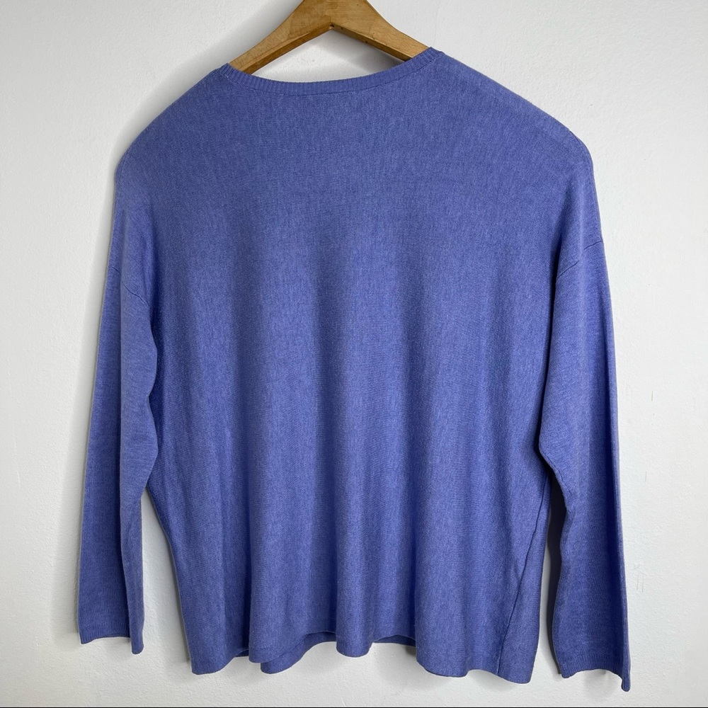Eileen Fisher Periwinkle Lightweight Cozy Tencel Boxy Sweater Size L Petite - Picture 3 of 14